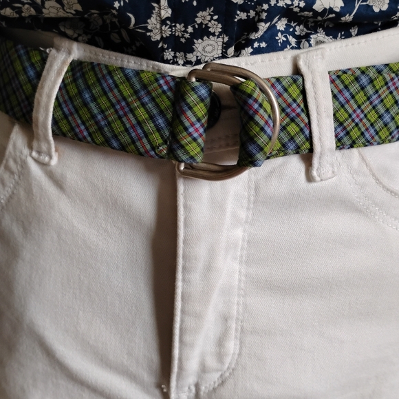 L.L. Bean Accessories - L. L. Bean Plaid Cotton D-Ring Belt Green Blue Plaid Preppy Classic Cotton M/L